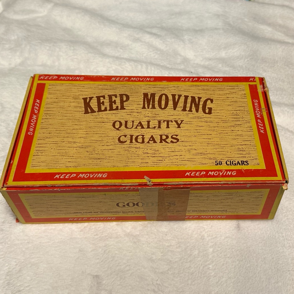 Keep Moving Quality Cigars Box, Vintage Cigar box, worn in spots, see photos
